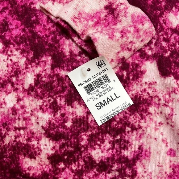 Jenni Printed Long Sleeve Sleep Shirt Pink Splash Tie Dye Small New - Picture 4 of 6